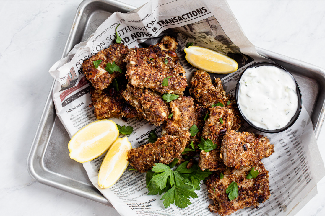 keto fish finger sticks recipe with nutrail granola